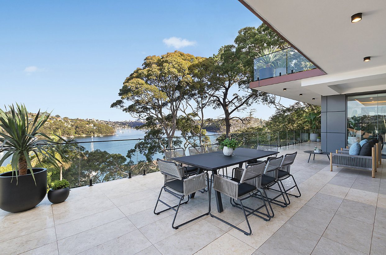 Entertaining terrace overlooking Middle Harbour at Seaforth